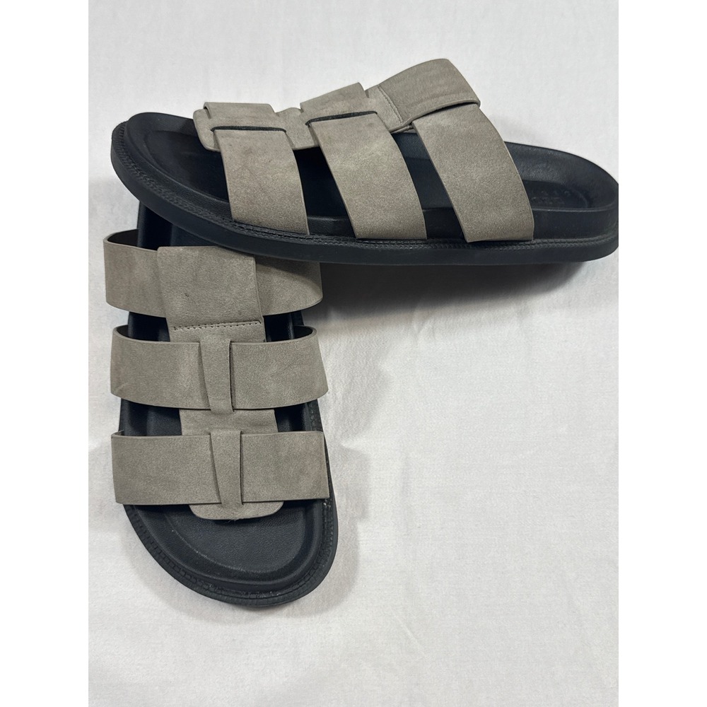 ASOS Design Mens Gray Suede Look Strappy Slide Sandals Size US 7 EU 39